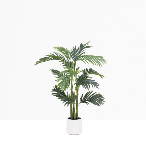 Palmier artificiel pot blanc 110cm sur fond beige