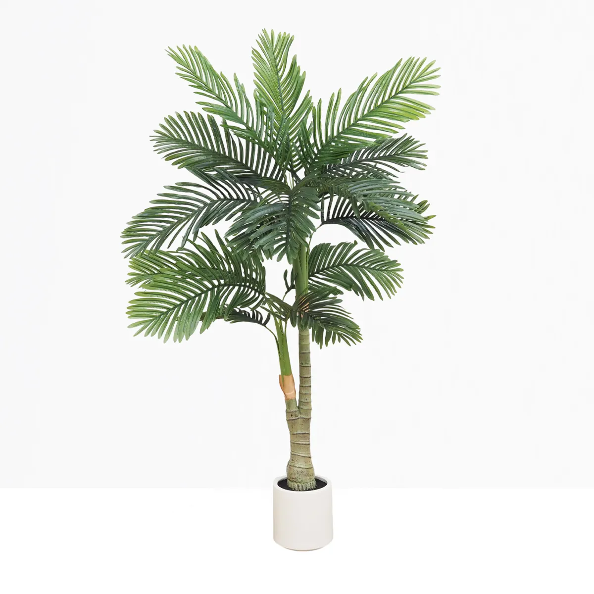 Palmier artificiel pot blanc 180cm sur fond beige