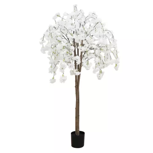 Cerisier artificiel retombant blanc 180cm sur fond blanc