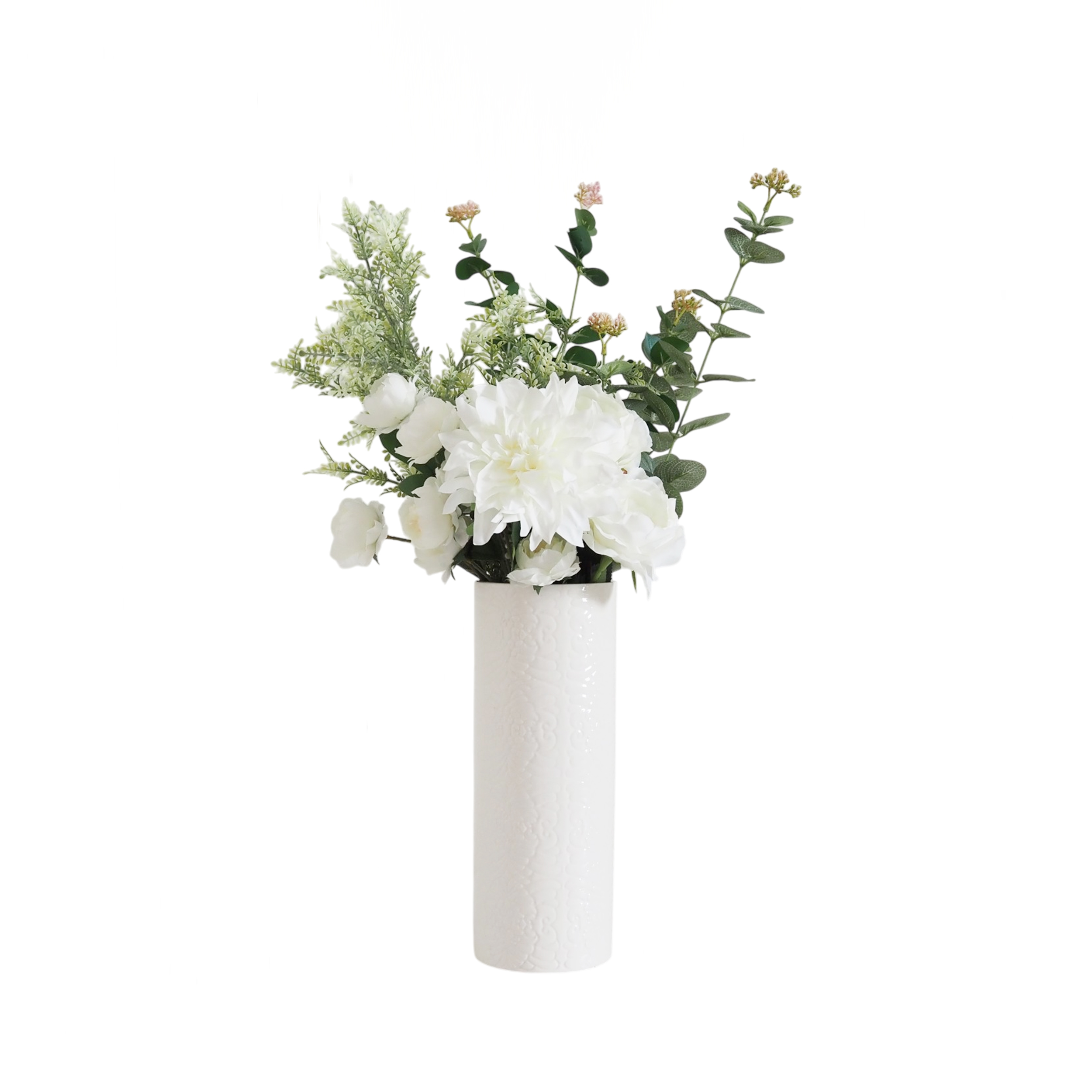 Bouquet de fleurs artificielles à composer - Alba sur fond blanc