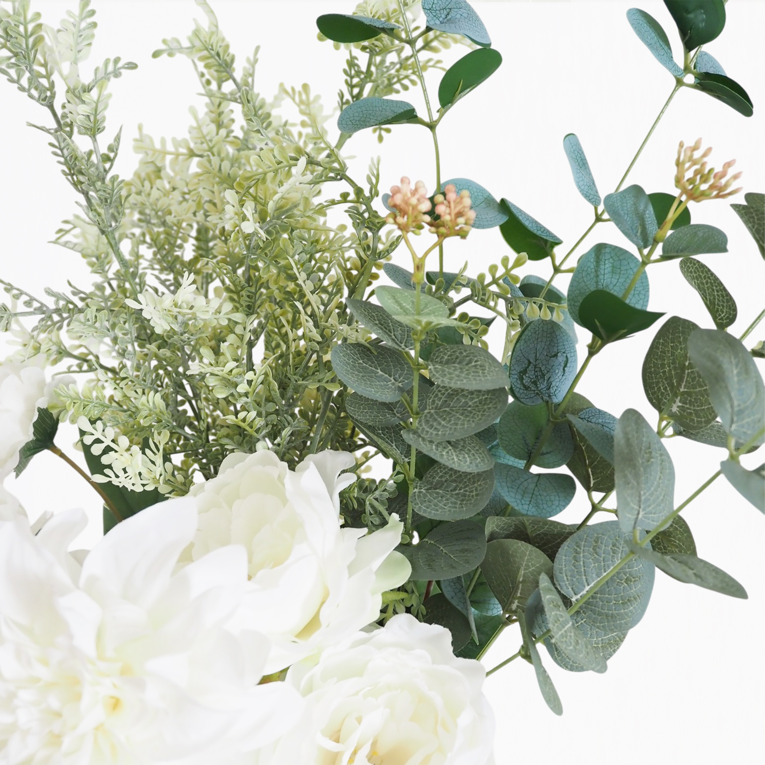 Bouquet de fleurs artificielles à composer - Alba focus feuillage eucalyptus