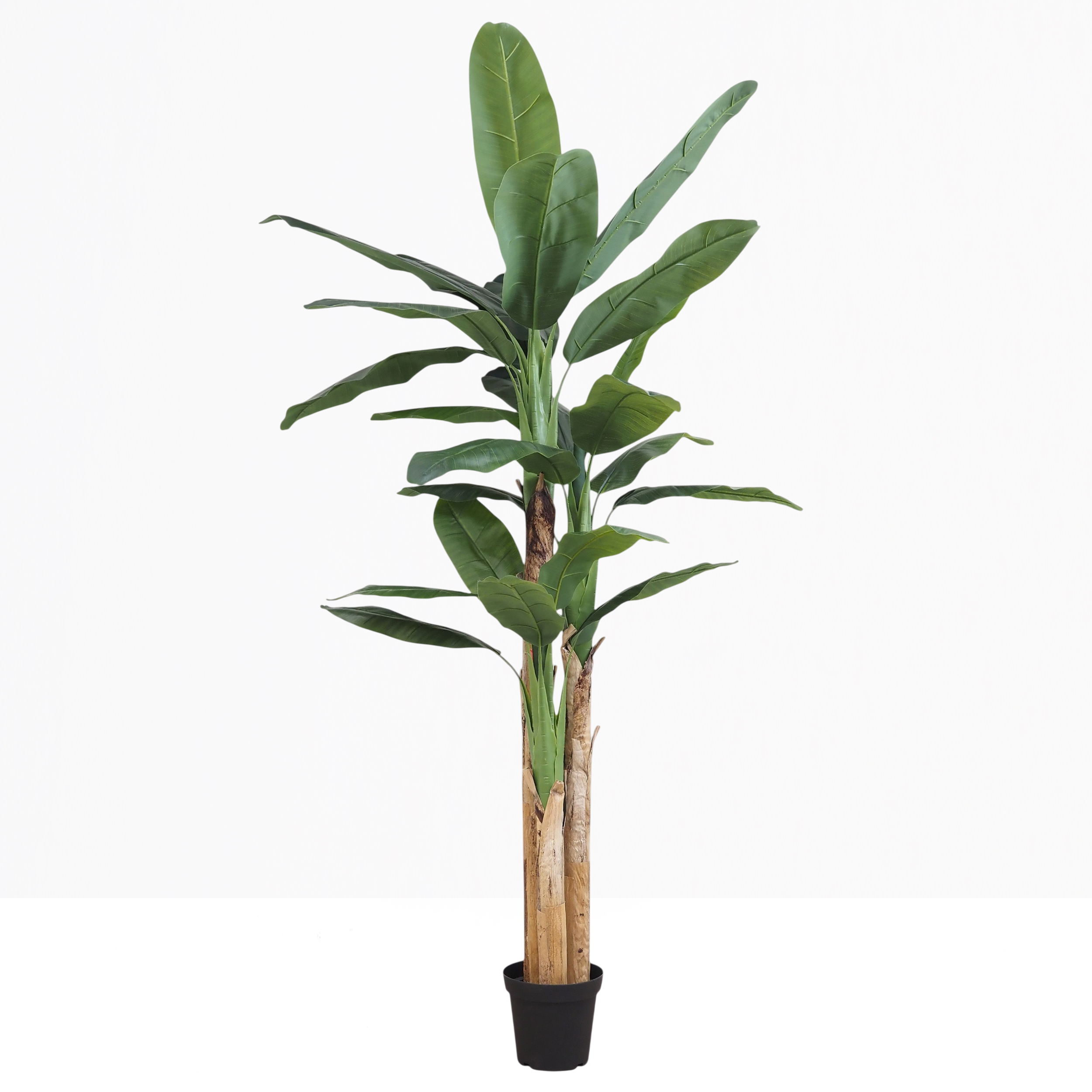 Bananier artificiel 27 feuilles 250cm sur fond gris