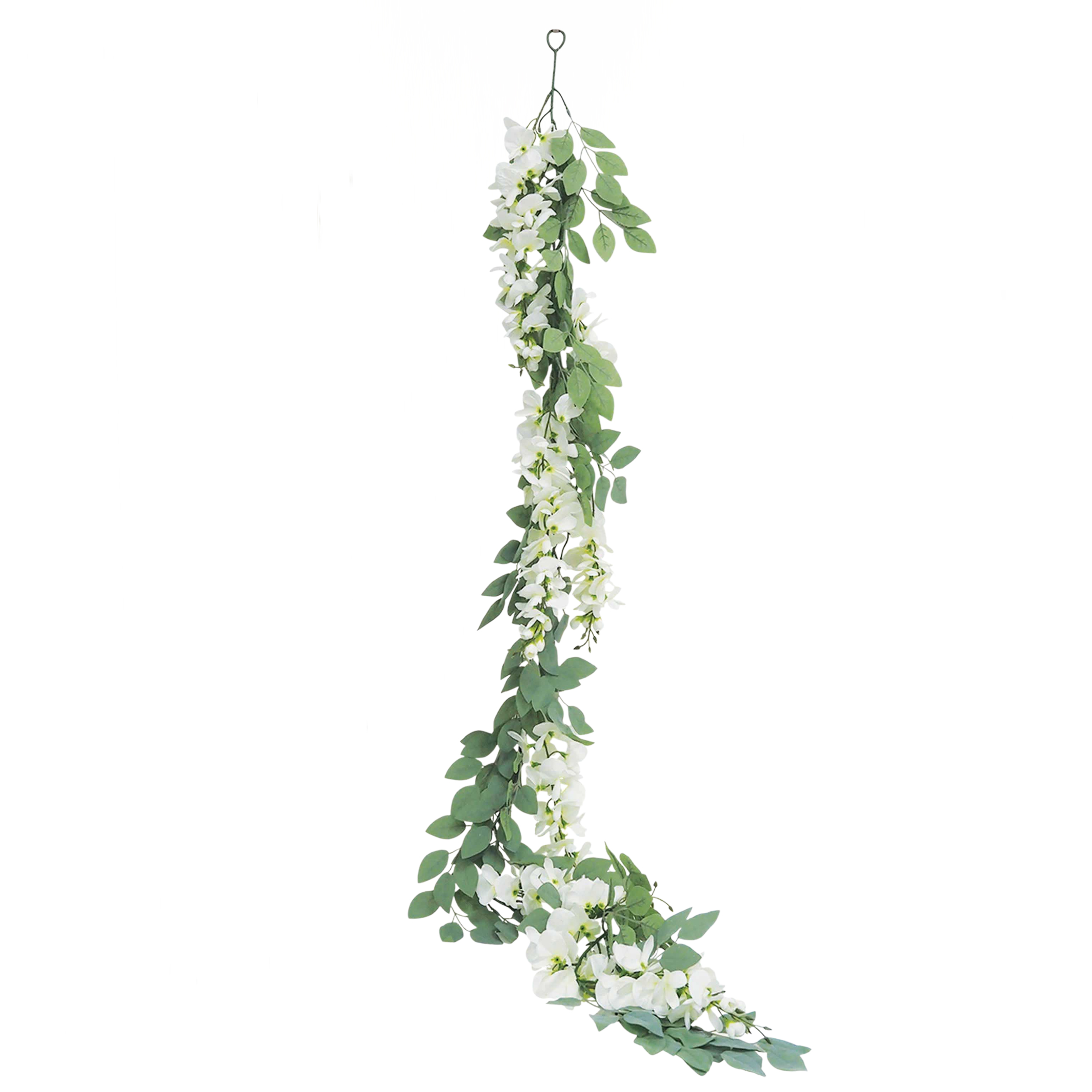 Guirlande végétale artificielle de glycine 170cm sur fond blanc